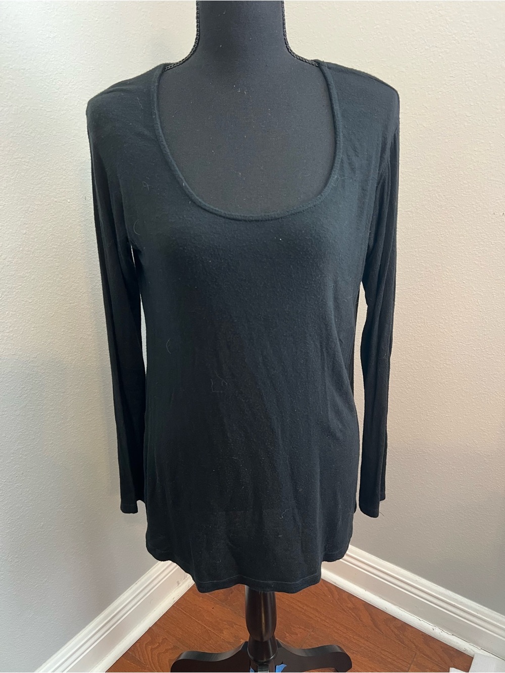 Brandy Melville Classic Black Scoop Neck Long-Sleeve Top OSFA